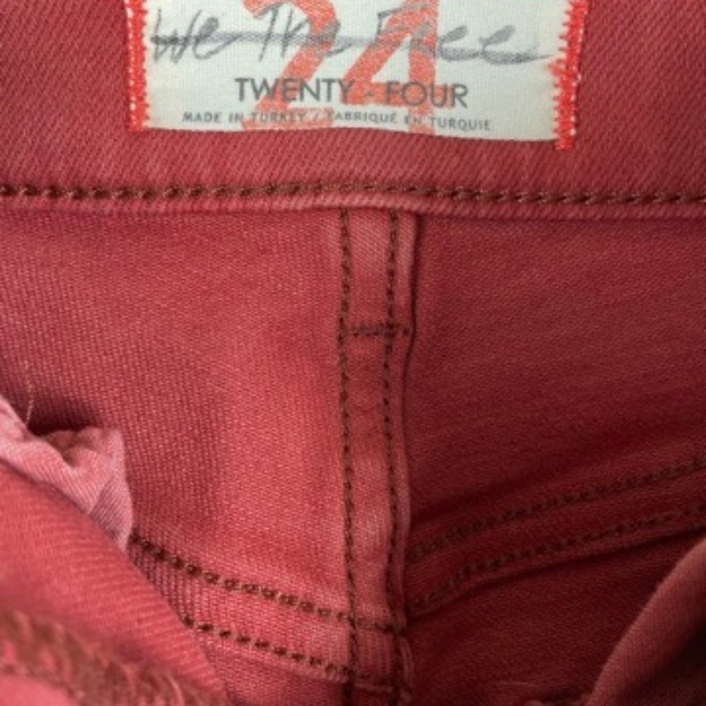 Free People Raw Hems High Rise Skinny Jeans Red 24 - Picture 7 of 10